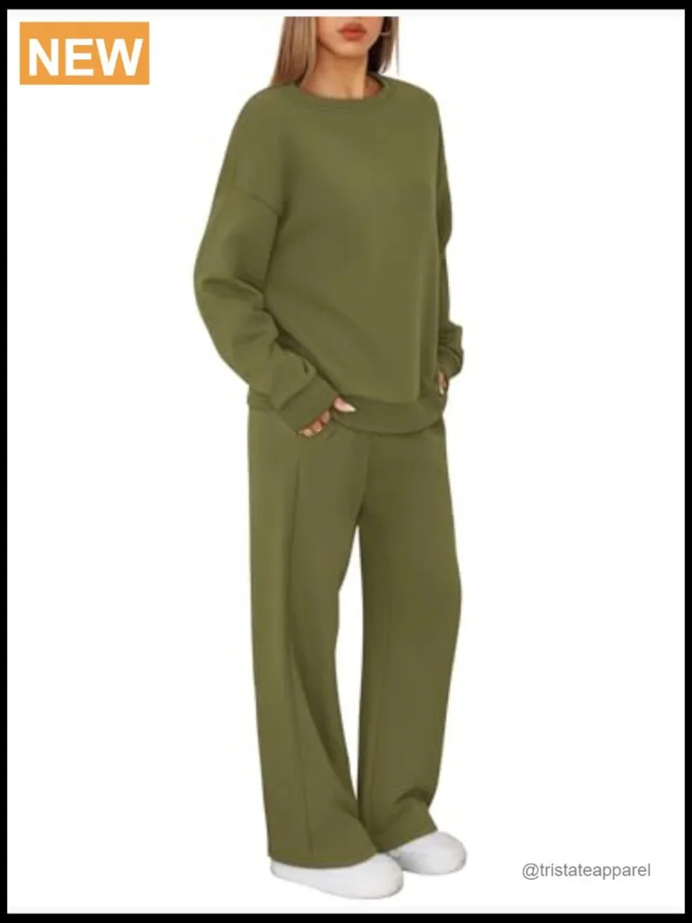 Women's 2 Piece Lounge Set Matching Sweatsuit Crewneck Track Suit